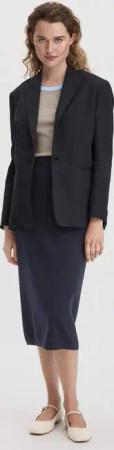 hessnatur Damen Milano Strickrock Midi Slim aus Bio-Merinowolle - blau - Größe 38