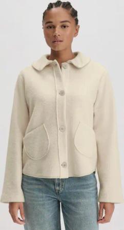 hessnatur Damen Wollfleece Jacke Regular aus Bio-Merinowolle mit Bio-Baumwolle - beige - Größe 48