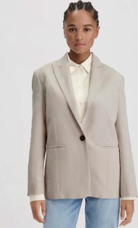 hessnatur Damen Blazer Relaxed aus Bio-Baumwolle mit Leinen - beige - Größe 40