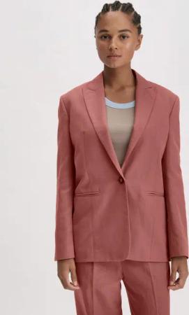 hessnatur Damen Blazer Relaxed aus Bio-Baumwolle mit Leinen - braun - Größe 46