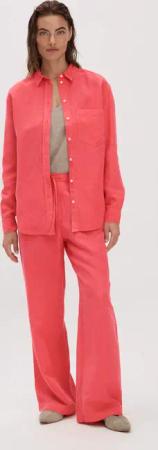 hessnatur Damen Hose Straight Leg Relaxed aus TENCEL™ Lyocell mit Leinen - rot - Größe 40