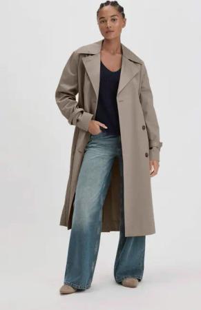 hessnatur Damen Trenchcoat Relaxed NATURE SHELL aus Bio-Baumwolle - beige - Größe 48