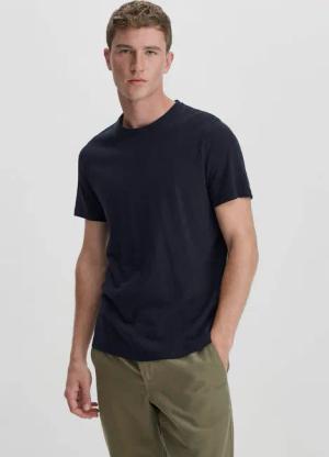 hessnatur Herren T-Shirt Regular aus Leinen und Bio-Baumwolle - blau - Größe 52