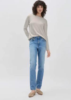 hessnatur Damen Jeans HANNA High Rise Mom Fit aus softem Bio-Denim - blau - Größe 27/32