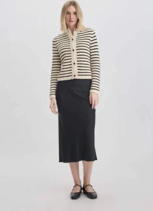hessnatur Damen Rock Midi Regular aus LENZING™ ECOVERO™ Viskose - schwarz - Größe 40
