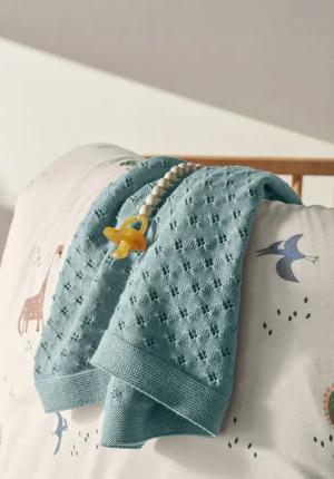 hessnatur Baby Schurwolldecke aus Bio-Merinowolle - grün - Größe 80x100 cm