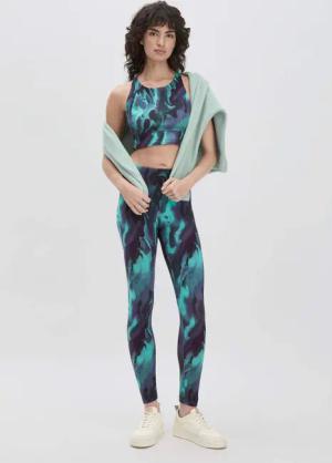 hessnatur Loungewear Leggings Fitted Medium Cut ACTIVE LIGHT aus Bio-Baumwolle - grün - Größe XL