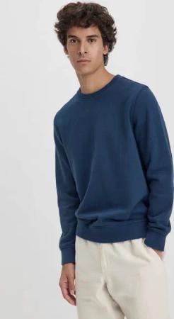 hessnatur Herren Sweatshirt Regular aus Bio-Baumwolle - blau - Größe 48