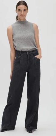 hessnatur Damen Jeans Super Wide Leg BETTER RECYCLING aus wertvollem Bio-Denim - schwarz - Größe 27/34