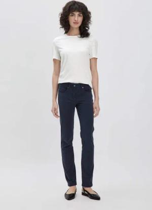 hessnatur Damen 5-Pocket Hose Skinny aus TENCEL™ Lyocell mit reiner Bio-Baumwolle - blau - Größe 48