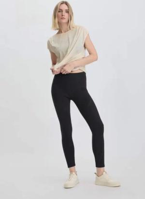 hessnatur Loungewear Leggings Fitted Medium Cut ACTIVE FUNCTIONAL aus Bio-Merinowolle mit Bio-Baumwolle - schwarz - Größe 48