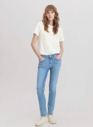 hessnatur Damen Jeans LEA Mid Rise Slim aus Bio-Denim - blau - Größe 32/32