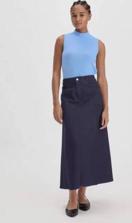 hessnatur Damen Jeans Rock Maxi Relaxed BETTER RECYCLING aus Bio-Denim - blau - Größe 34