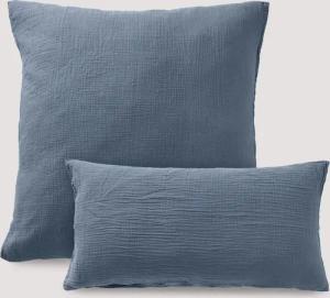 hessnatur Musselin Kissenbezug aus Bio-Baumwolle - blau - Größe 40x80 cm