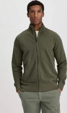 hessnatur Herren Sweat Zip-Jacke Regular aus Bio-Baumwolle - grün - Größe 46