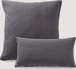 hessnatur Musselin Kissenbezug aus Bio-Baumwolle - grau - Größe 40x80 cm