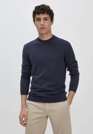 hessnatur Herren Strick Pullover Regular aus Bio-Baumwolle - blau - Größe 50