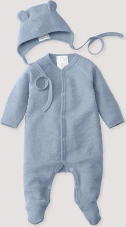 hessnatur Baby Wollfrottee Erstlingsausstattung aus Bio-Merinowolle - blau - Größe 62/68