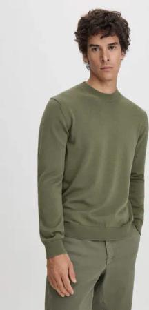 hessnatur Herren Strick Pullover Regular aus Bio-Baumwolle - grün - Größe 48