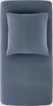 hessnatur Perkal Spannbettlaken aus Bio-Baumwolle - blau - Größe 140-160x200 cm