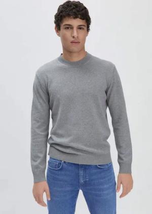 hessnatur Herren Strick Pullover Regular aus Bio-Baumwolle - grau - Größe 50
