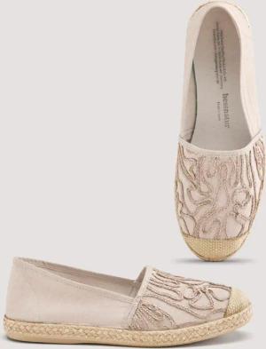 hessnatur Damen Bestickte Espadrilles mit Bio-Baumwolle - beige - Größe 38