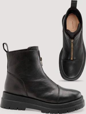 hessnatur Damen Stiefelette mit Zipper aus chromfrei gegerbtem Leder - schwarz - Größe 39