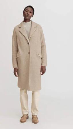 hessnatur Damen Wollfleece Mantel Regular aus Bio-Merinowolle mit Bio-Baumwolle - beige - Größe 44