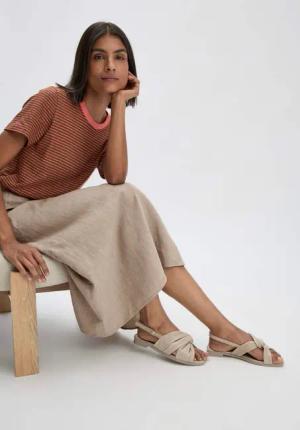 hessnatur Damen Sandalette aus chromfrei gegerbtem Glatt-Leder - beige - Größe 36