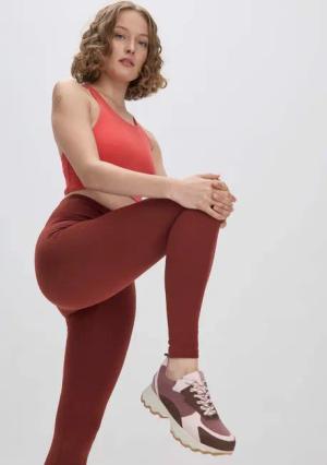 hessnatur Damen Sneaker Mesh Active mit chromfrei gegerbtem Nubuk-Leder und Bio-Baumwolle - rot - Größe 42