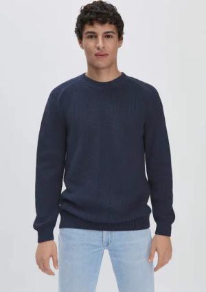 hessnatur Herren Pullover Regular aus Bio-Baumwolle - blau - Größe 54