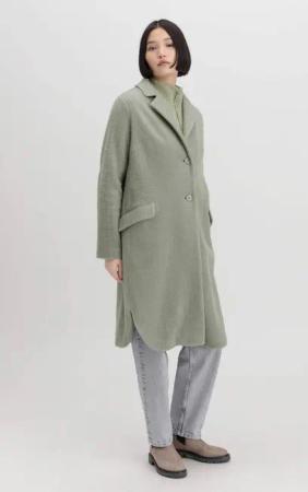 hessnatur Damen Wollfleece Mantel Regular aus Bio-Merinowolle mit Bio-Baumwolle - grün - Größe 34