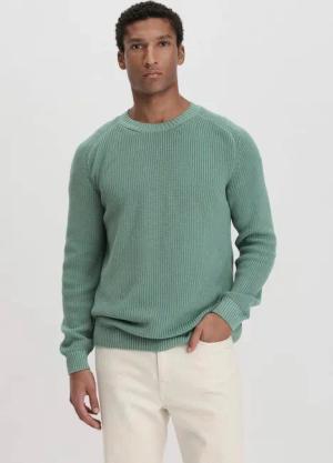 hessnatur Herren Pullover Regular aus Bio-Baumwolle - grün - Größe 50