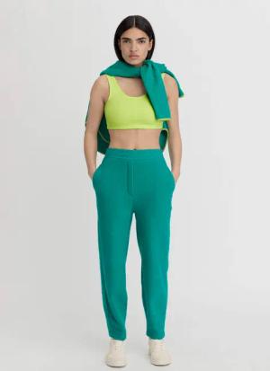 hessnatur Loungewear Fleece Hose Relaxed ACTIVE LIGHT aus Bio-Baumwolle - grün - Größe 38