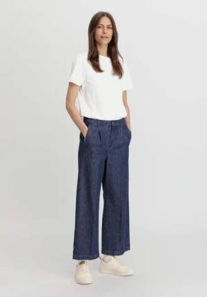 hessnatur Damen Jeans Culotte Regular aus Bio-Denim mit Kapok - blau - Größe 44