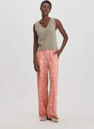 hessnatur Damen Print Hose Wide Leg Relaxed aus LENZING™ ECOVERO™ Viskose - braun - Größe 48