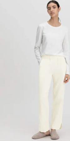hessnatur Damen Musselin Schlafhose Regular PURE COMFORT aus Bio-Baumwolle - natur - Größe 44