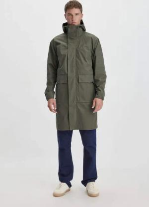 hessnatur Herren Allwetter Parka Relaxed NATURE SHELL aus Bio-Baumwolle - grün - Größe 56