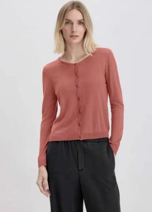 hessnatur Damen Strick Jacke Regular aus TENCEL™ Lyocell mit Bio-Baumwolle - braun - Größe 46
