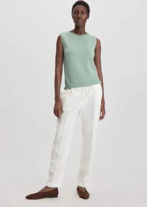 hessnatur Damen Hose Straight Leg Relaxed aus Leinen - weiß - Größe 44