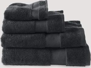 hessnatur Frottier Handtuch aus Bio-Baumwolle - schwarz - Größe 100x180 cm
