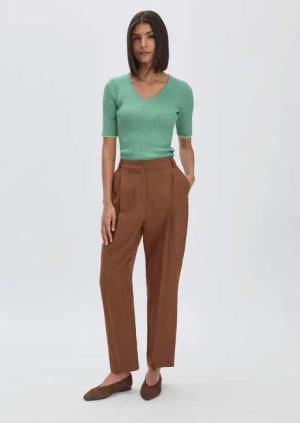 hessnatur Damen Hose Straight Leg Relaxed aus Leinen - braun - Größe 40
