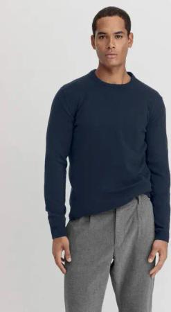 hessnatur Herren Strick Pullover Regular BETTER RECYCLING aus Kaschmir - blau - Größe 54