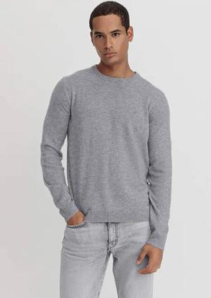 hessnatur Herren Strick Pullover Regular BETTER RECYCLING aus Kaschmir - grau - Größe 56