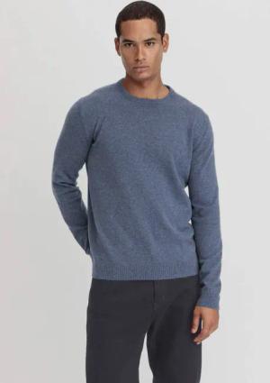 hessnatur Herren Strick Pullover Regular BETTER RECYCLING aus Kaschmir - blau - Größe 48