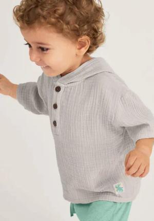 hessnatur Baby Musselin Shirt Regular aus Bio-Baumwolle - beige - Größe 86/92