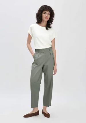 hessnatur Damen Hose Ballon Relaxed aus Bio-Baumwolle - grün - Größe 34