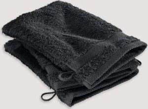 hessnatur Waschhandschuh im 3er-Pack aus Bio-Baumwolle - schwarz - Größe 15x20 cm