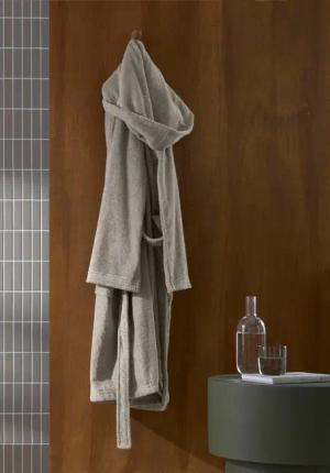 hessnatur Kurzer Bademantel Relaxed aus Bio-Baumwolle - beige - Größe XL