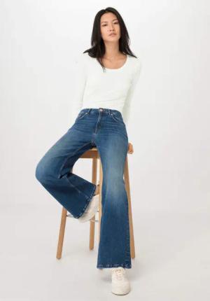 hessnatur Damen Jeans ALVA High Rise Wide Leg aus Bio-Denim - blau - Größe 31/32